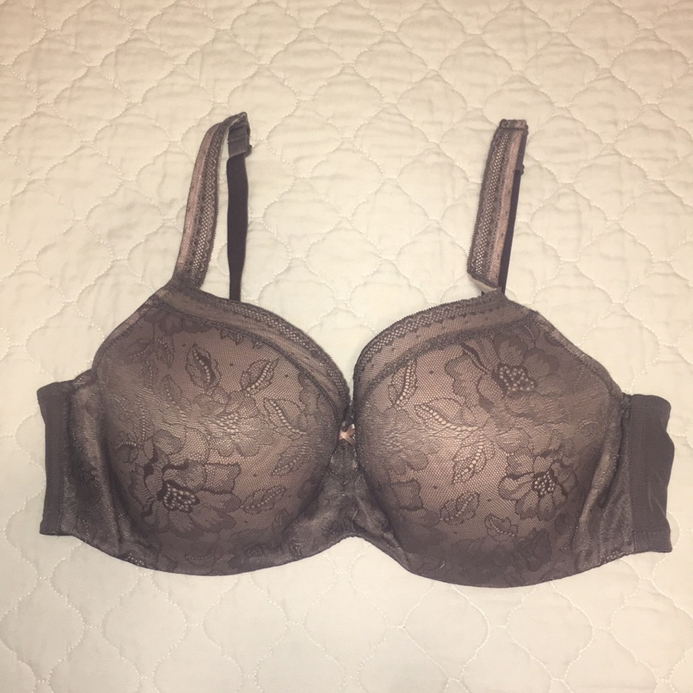 Cacique Lightly Lined Balconette mauve lace bra